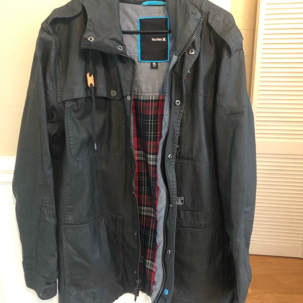 Hurley Covert Utility Jacket in Black w/ Red Plaid